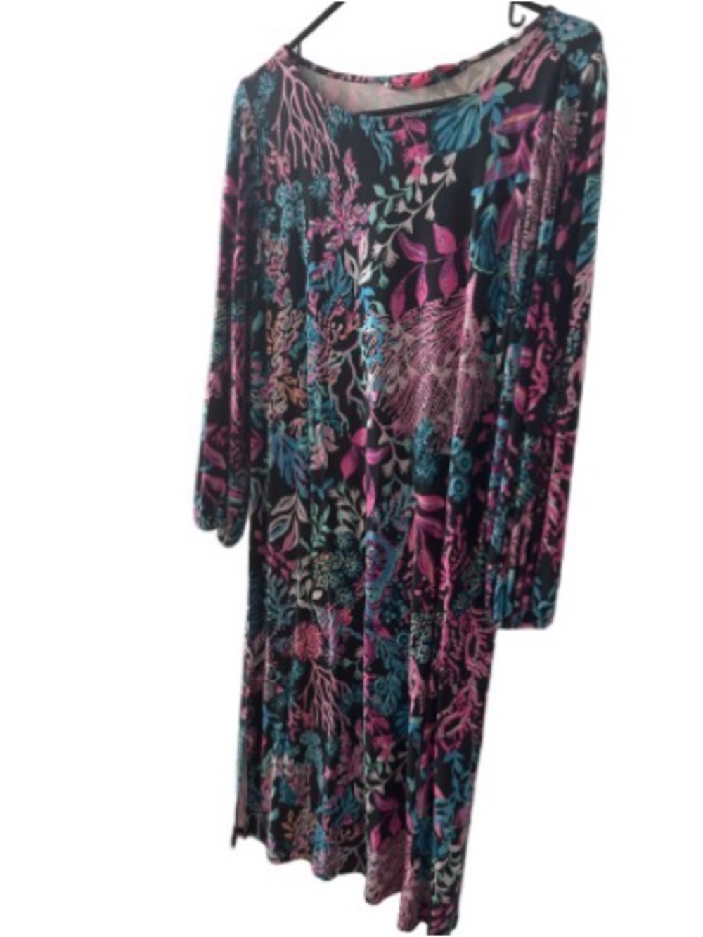 Lilly Pulitzer Black Midi Dress with Pink and Teal Floral Print